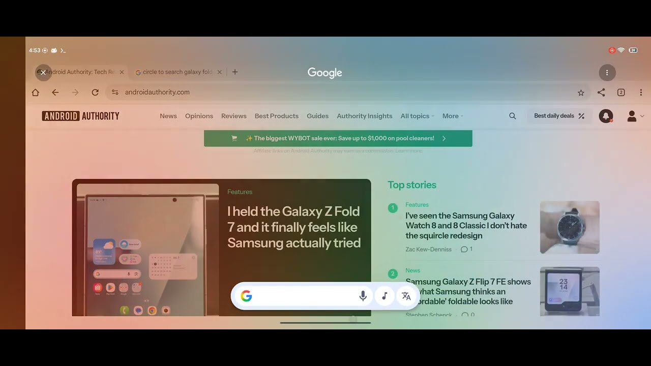 Circle to Search landscape mode